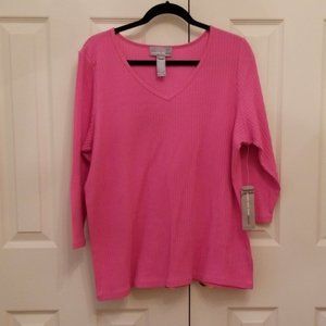 Jones New York Pink V-Neck Top